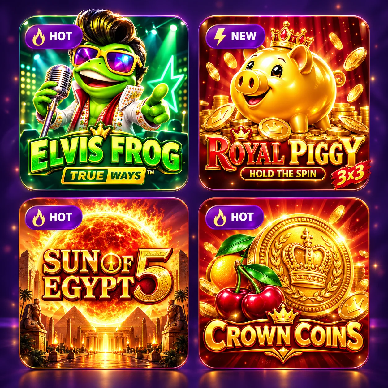 Grid view showing popular slot games available on Spinchester